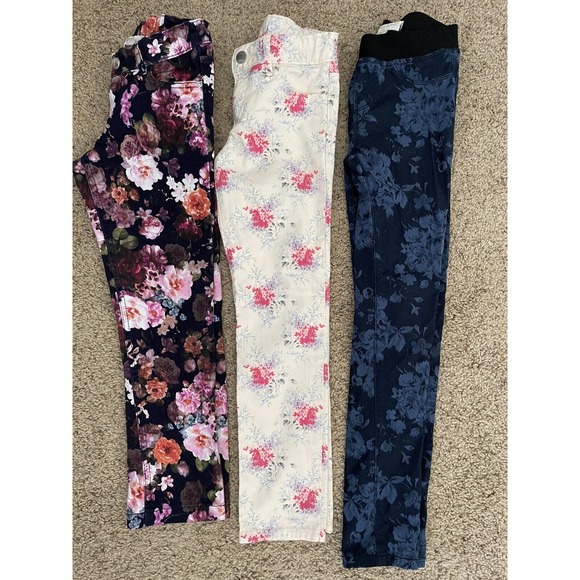 Gap Kids Other - Lot Of 3 H&M Gap Forever 21 Floral Stretch Adjustable Waist Skinny Jean Size 7/8